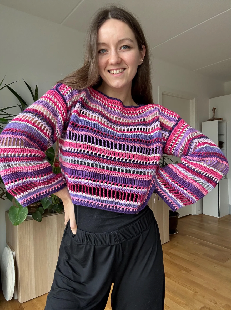 CROCHET MESH MULTI-STITCH SWEATER | pdf pattern in English