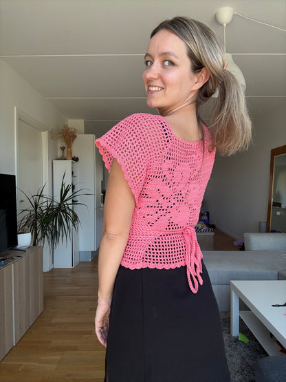 RAGLAN WRAP TOP w/ FILET CROCHET DESIGNS | pdf pattern in English