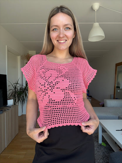 RAGLAN WRAP TOP w/ FILET CROCHET DESIGNS | pdf pattern in English