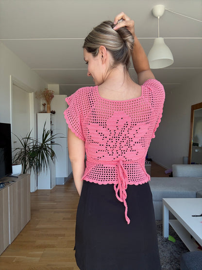 RAGLAN WRAP TOP w/ FILET CROCHET DESIGNS | pdf pattern in English