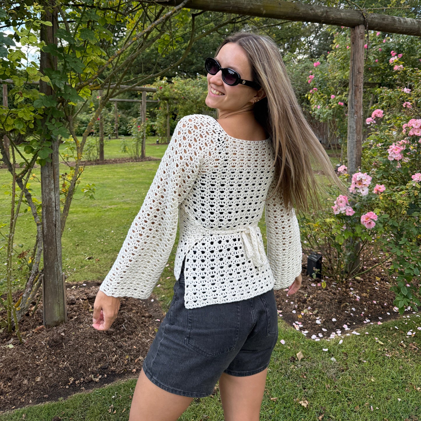 LONG SLEEVE WRAP TOP | crochet pdf pattern in English