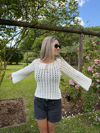 LONG SLEEVE WRAP TOP | crochet pdf pattern in English