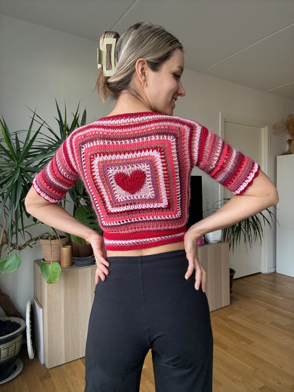 CROCHET WRAP TOP w/ heart granny square | beginner friendly pdf pattern in English