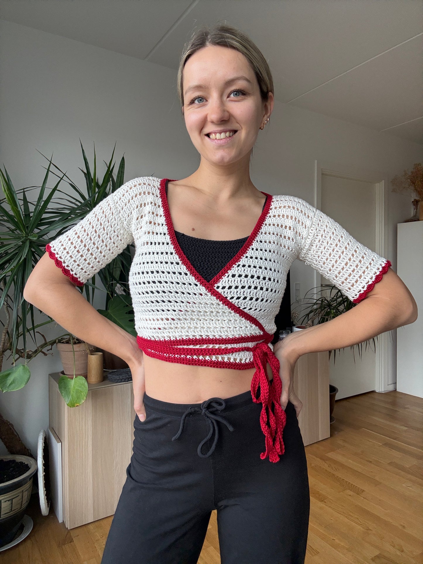 CROCHET WRAP TOP w/ heart granny square | beginner friendly pdf pattern in English