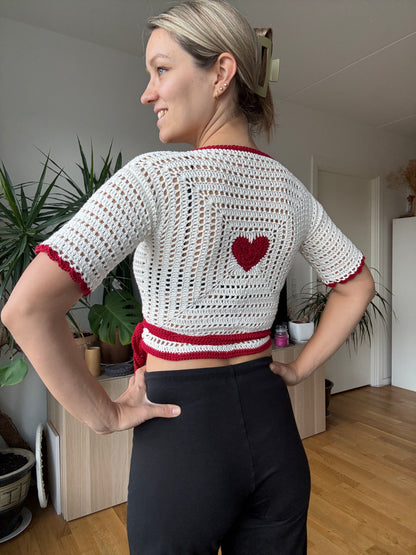 CROCHET WRAP TOP w/ heart granny square | beginner friendly pdf pattern in English