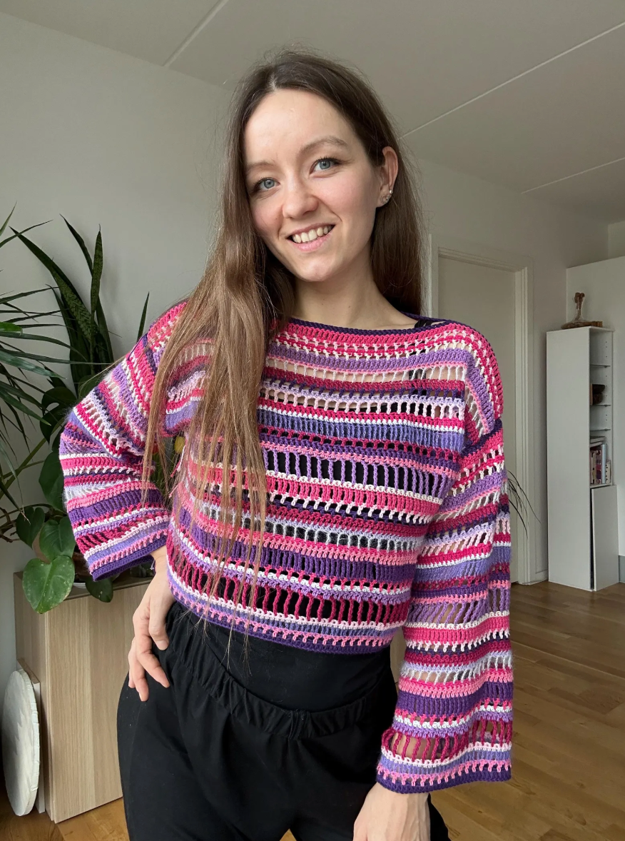 CROCHET MESH MULTI-STITCH SWEATER | pdf pattern in English