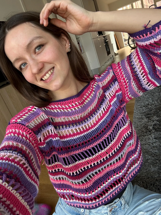CROCHET MESH MULTI-STITCH SWEATER | pdf pattern in English