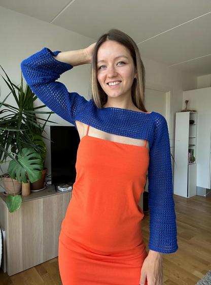 CROCHET RAGLAN MESH SHRUG | pdf pattern in English