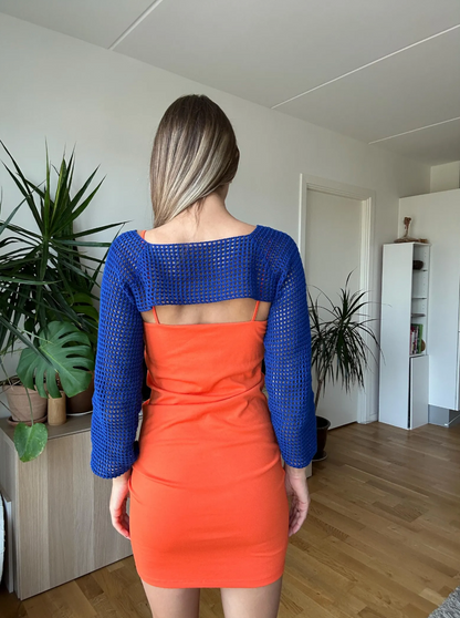 CROCHET RAGLAN MESH SHRUG | pdf pattern in English