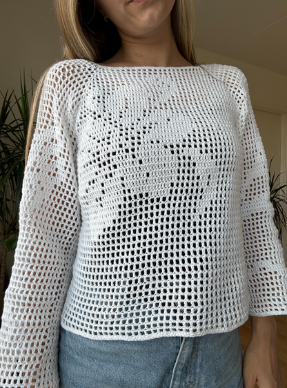 FILET CROCHET RAGLAN | pdf pattern in English