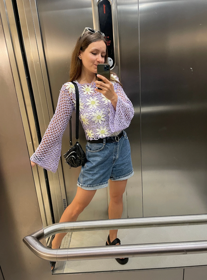 FLOWER MESH TOP w/ diamond stitch | pdf pattern in English