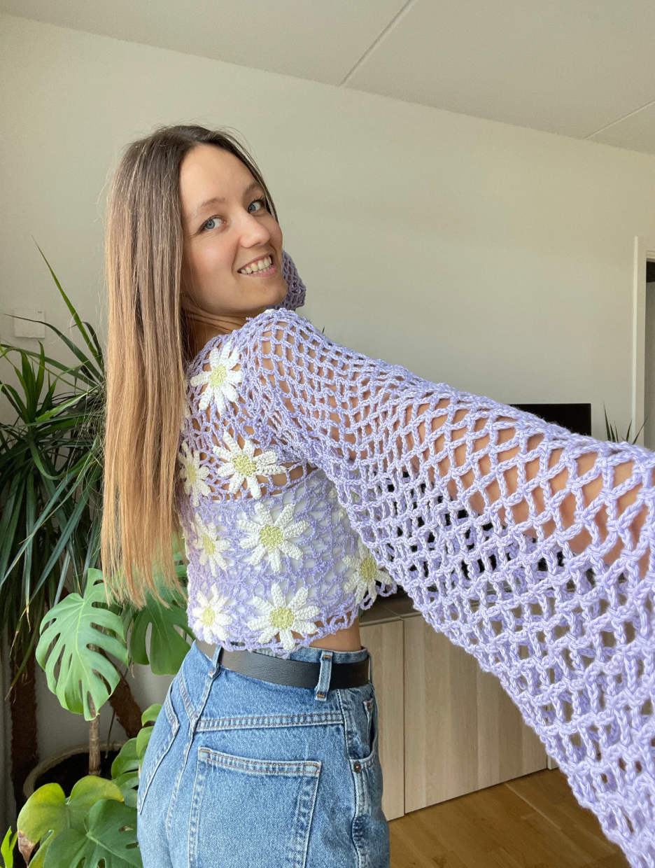 FLOWER MESH TOP w/ diamond stitch | pdf pattern in English