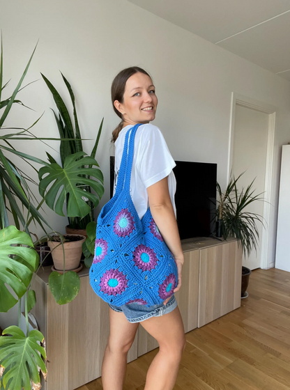 TOTE CROCHET BAG FROM GRANNY SQUARES | pdf pattern in English