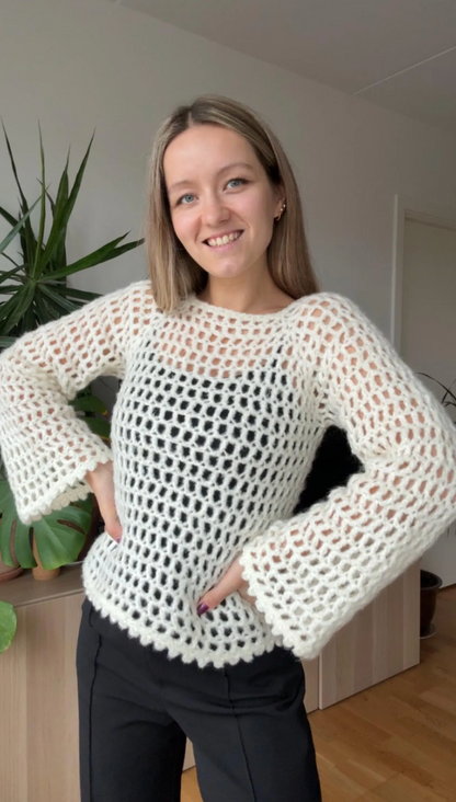 CROCHET MESH RAGLAN | top down sweater - beginner friendly pdf pattern in English