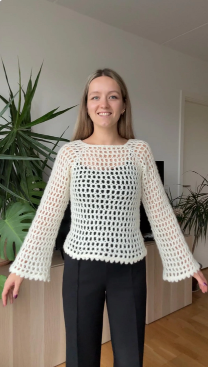CROCHET MESH RAGLAN | top down sweater - beginner friendly pdf pattern in English