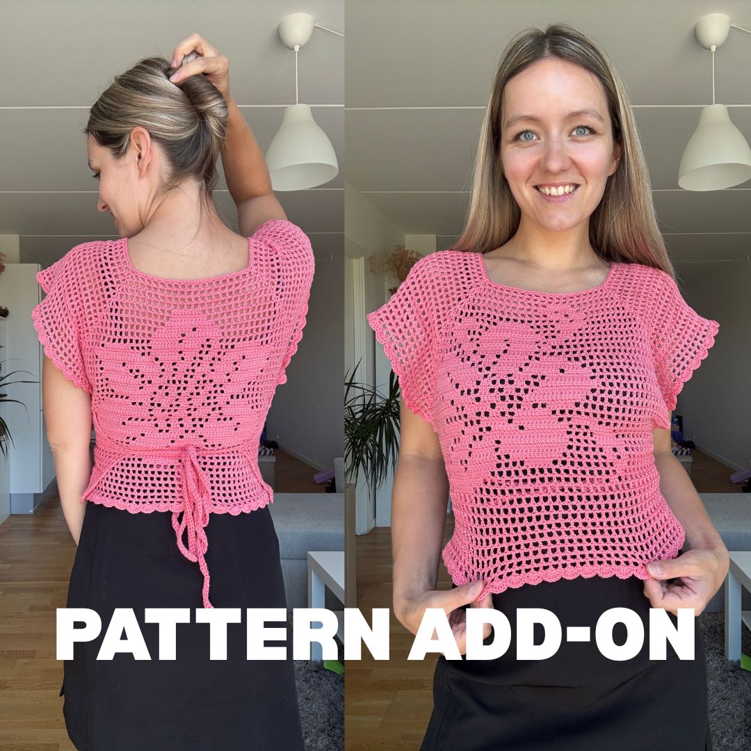 [pattern add-on] FILET CROCHET DESIGNS for raglan wrap top | pdf pattern in English