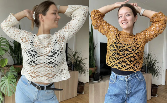 LACY FLOWER TOP 2-pack | extra lacy & regular flower top, beginner friendly pdf pattern in English