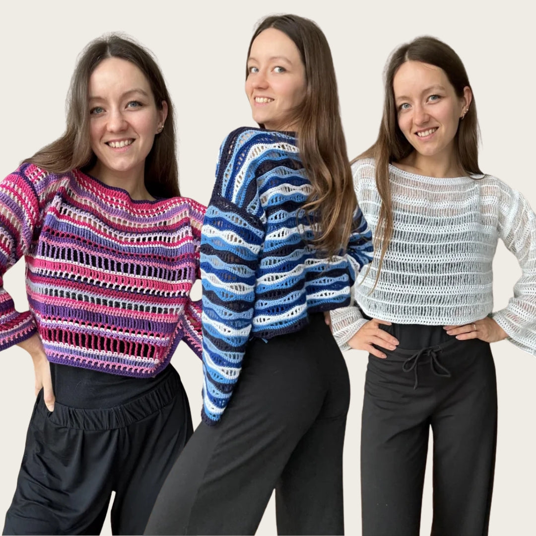 Fave mesh sweater bundle | 3 PDF patterns in English