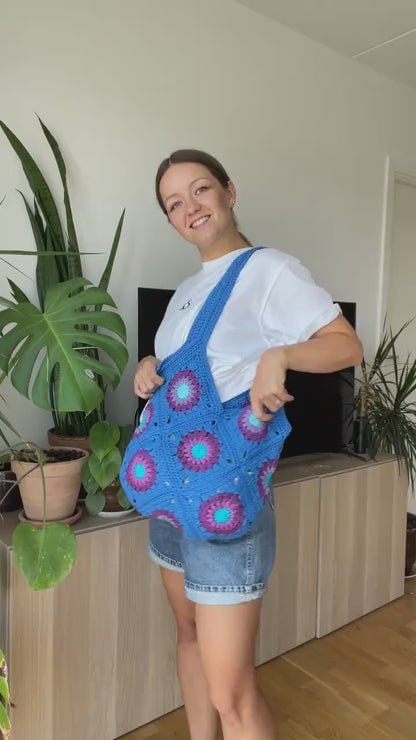 TOTE CROCHET BAG FROM GRANNY SQUARES | pdf pattern in English